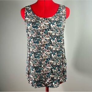 Floral Green Sleeveless Blouse - S